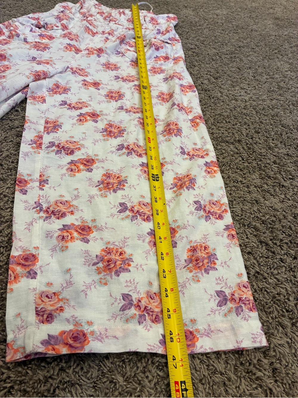 Laura Ashley x Lucky Brand Cream Floral Wide-Leg Capris Jumpsuit Size L - Picture 11 of 16